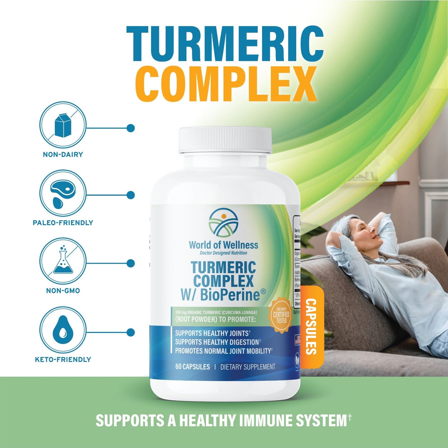 Turmeric w/ Bioperine, 1-3 serv. sz